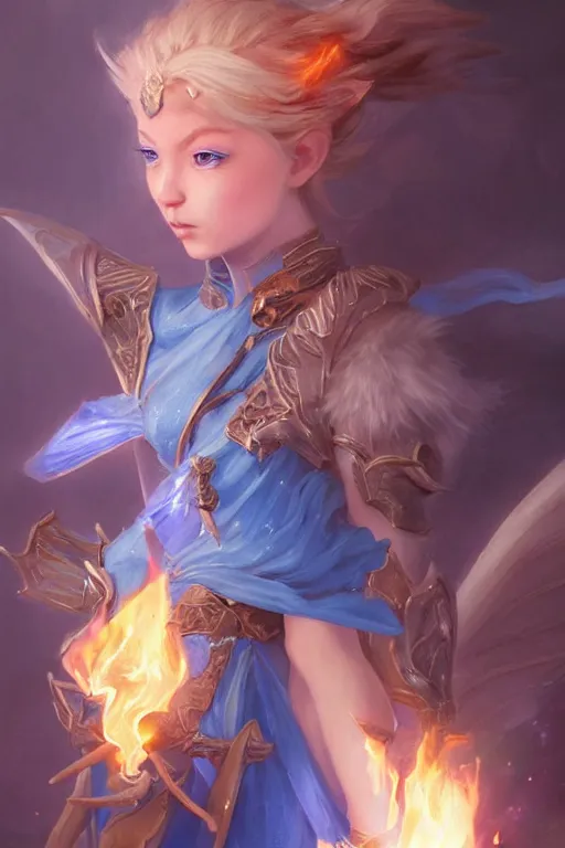 Image similar to legendary fairy prince hold flame staff, blue energy, highly detailed, d & d, fantasy, highly detailed, digital painting, trending on artstation, concept art, sharp focus, illustration, global illumination, ray tracing, realistic shaded, art by artgerm and greg rutkowski and fuji choko and viktoria gavrilenko and hoang lap