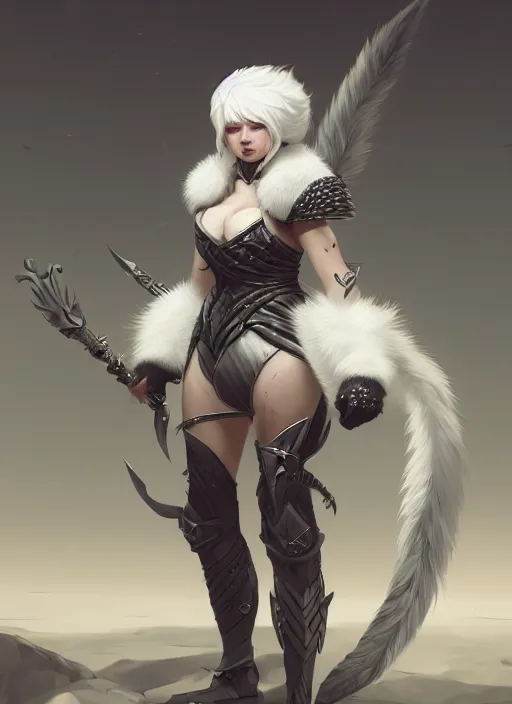 Image similar to fur - lined armor!!! beautiful and elegant white haired female!! gorgeous ayes!! character concept art, sharp focus, octane render! unreal engine 5! highly rendered!! trending on artstation!! detailed linework!! illustration by bussiere rutkowski andreas rocha