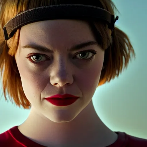 Image similar to Emma Stone in Stranger Things, XF IQ4, 150MP, 50mm, f/1.4, ISO 200, 1/160s, natural light, Adobe Lightroom, DxO Photolab, Corel PaintShop Pro, rule of thirds, symmetrical balance, depth layering, polarizing filter