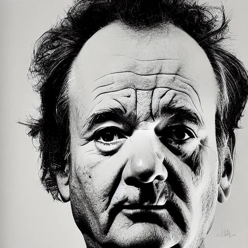 Image similar to bill murray portrait photograph by chuck close
