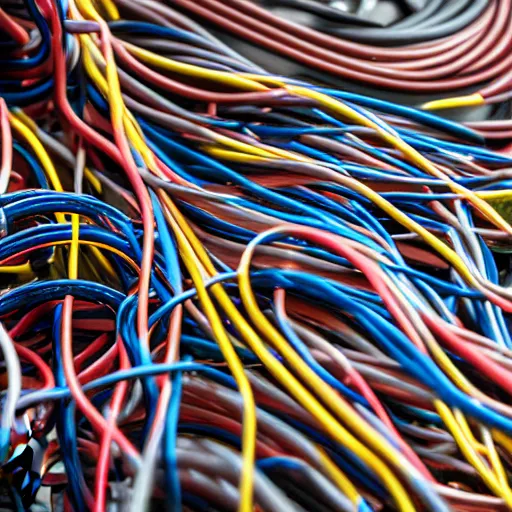 Prompt: a color photo of cables connected to servers, 4 k, high resolution