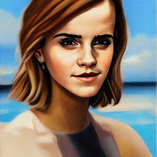 Prompt: oil - on - canvas portrait of emma watson