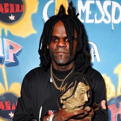 Prompt: Chief Keef holding the head of Medusa