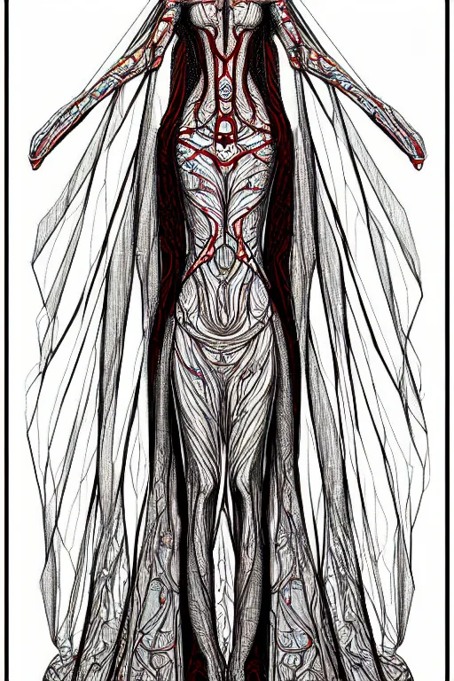 Image similar to digital art, centered full body of elven bride ,intricate, veins, by piet mondrian, de Stijl art, ultradetailed, charachter design, concept art, trending on artstation,