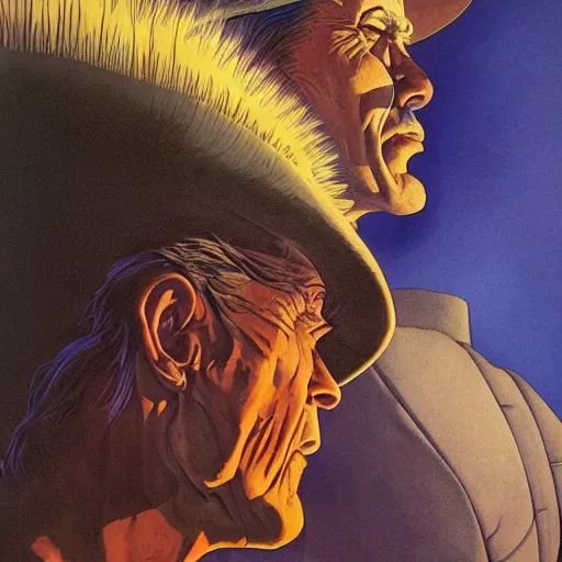 Prompt: jean giraud and moebius and don lawrence and alex ross and john romita jr, gouache and wash paints, smooth focus, sharp details, detailed details, bokeh, 4 k, fine 5 k details, fine details, fine intricate, fine facial proportionate, fine body proportionate / desperate life of john doe