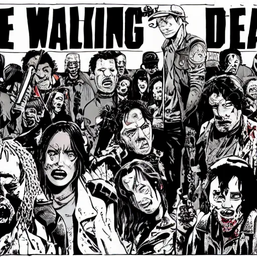 Prompt: the walking dead illustrated by todd mcfarlane