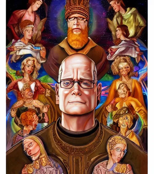 Prompt: symmetry, hank hill as the saint of propane, renaissance religious painting, art by mike judge, art by josephine wall, art by amanda sage, trending on artstation