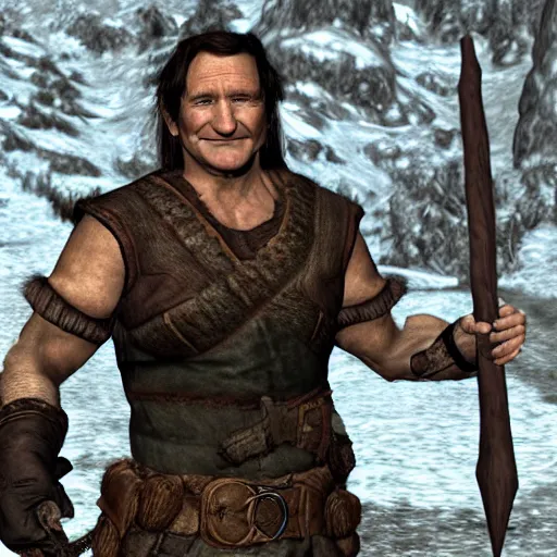 Prompt: robin williams in skyrim