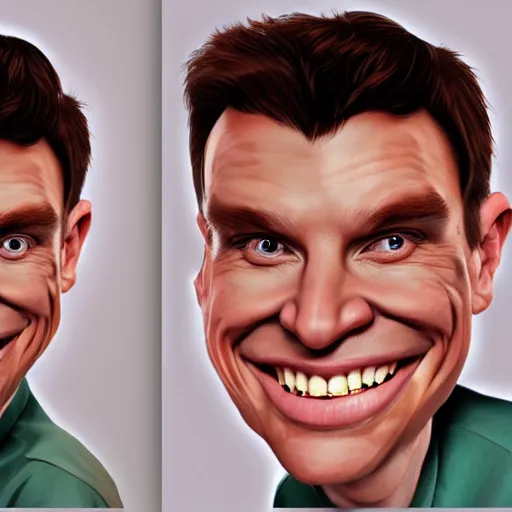 Prompt: Caricature portraits done of Jerma, realistic, hyperrealistic, very realistic, highly detailed, very detailed, extremely detailed, detailed, oil painting, digital art, trending on artstation
