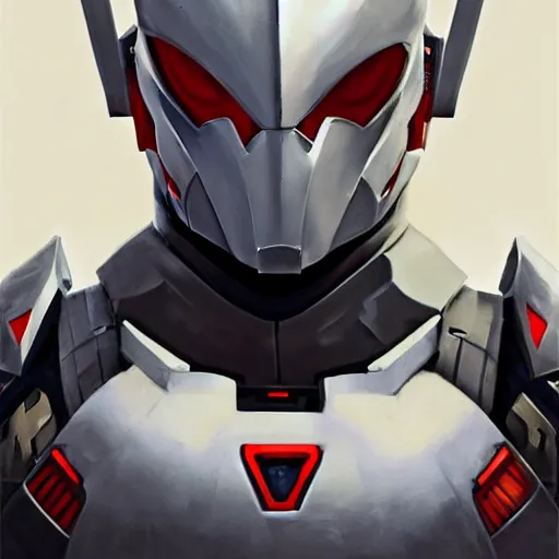 Image similar to greg manchess portrait painting of armored spiderman ultraman grey fox metal gear cyborg hybrid as overwatch character, medium shot, asymmetrical, profile picture, organic painting, sunny day, matte painting, bold shapes, hard edges, street art, trending on artstation, by huang guangjian and gil elvgren and sachin teng