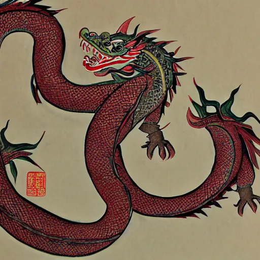 Image similar to oriental eastern dragon in a traditional chinese art style, detailed