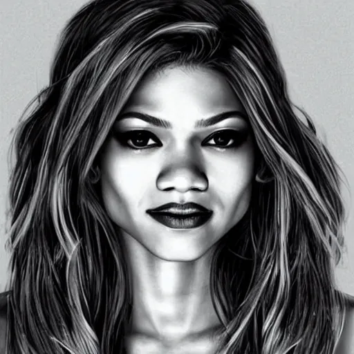 Prompt: “Zendaya, beautiful, like Harley Quinn, highly detailed, photorealistic portrait”