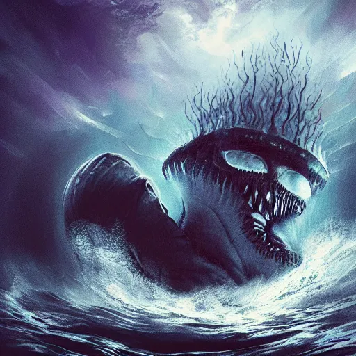 Image similar to Monsters of the deep sea, nightmare 4k digital art