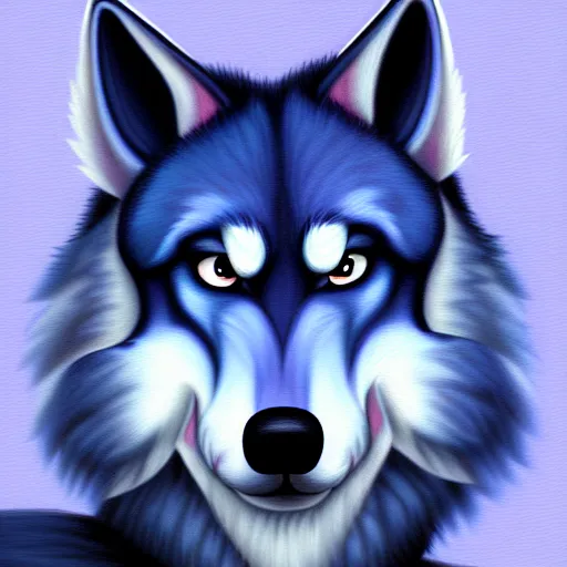 Prompt: a round blueberry - wolf hybrid, toony, deviantart, furry, oil on canvas, hd