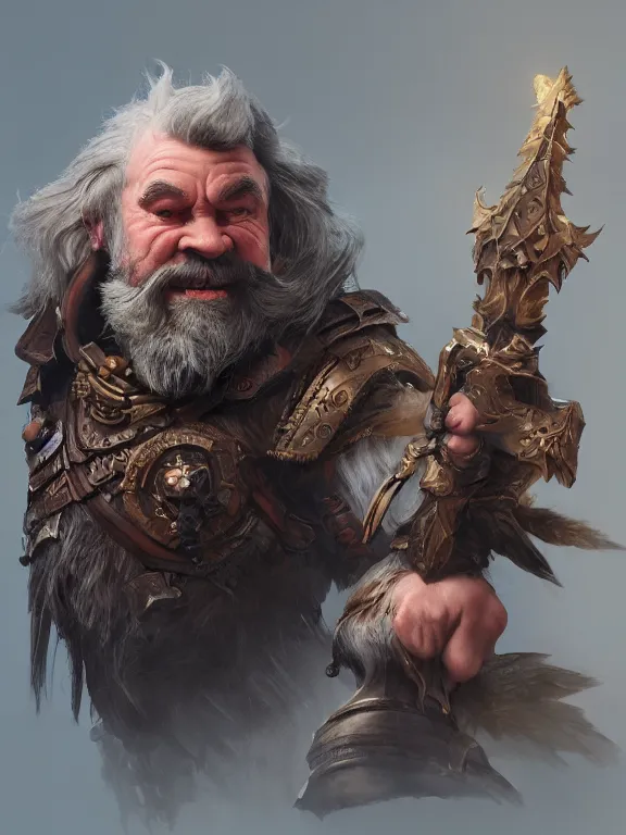 Prompt: Jovial High Fantasy Dwarf with his Raven, RPG Portrait Reference, Oil Painting, Trending on Artstation, octane render, Insanely Detailed, 8k, HD