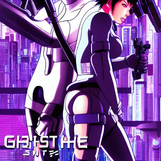 Image similar to Ghost in the Shell, GitS, perfect face, Major Motoko Kusanagi, style by Masamune Shirow