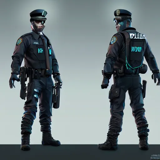 character design, running cyberpunk police officer, | Stable Diffusion