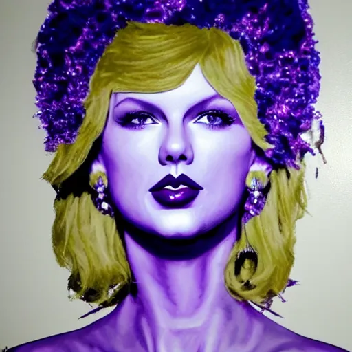 Image similar to Taylor Swift made of purple paint