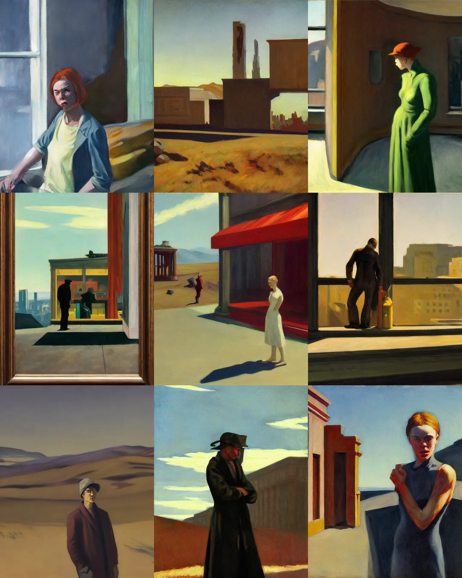 Prompt: A post-apocalyptic portrait painted by Edward Hopper