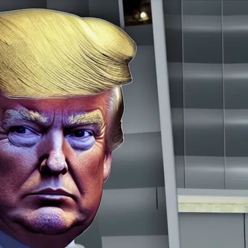 Prompt: Donald Trump as a half life 1 character, video game screenshot, rule of thirds