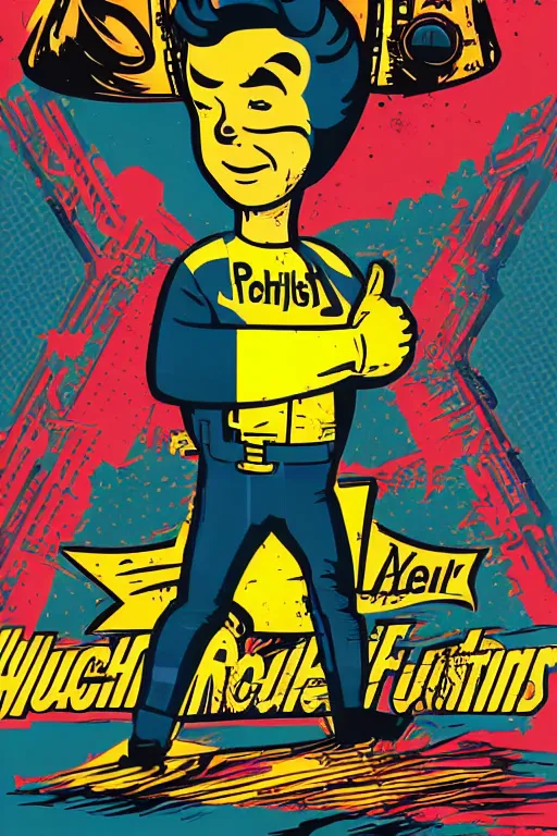 Image similar to fallout 7 6 retro futurist illustration art by butcher billy, sticker, colorful, illustration, highly detailed, simple, smooth and clean vector curves, no jagged lines, vector art, smooth andy warhol style