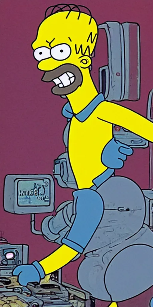 Prompt: homer simpson in the movie the terminator 1 9 8 4