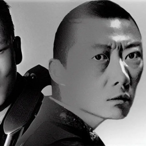 Image similar to young Cary Hiroyuki Tagawa as a cybernetic scifi crime boss