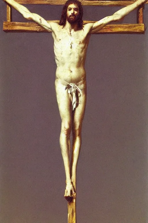 Image similar to jesus christ crucified painted by cy twombly