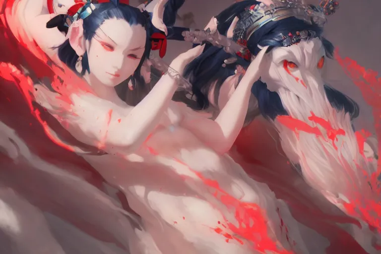 Prompt: Ibaraki-dōji of Onmyoji detailed art, artstation, by WLOP, by BuChuo Liu