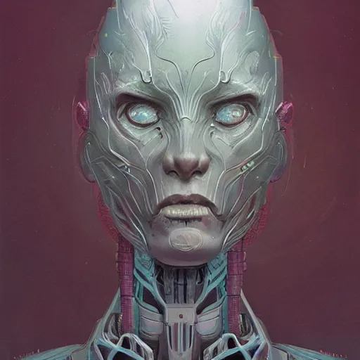 Image similar to A portrait of a robot by Wayne Barlowe, Zdzislaw Beksinski and Peter Mohrbacher, detailed, sharp, digital art, trending on Artstation