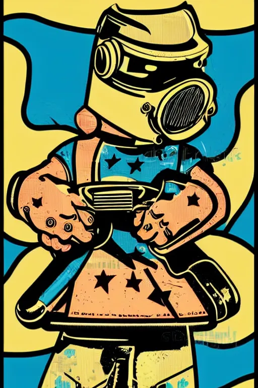 Image similar to fallout 7 6 retro futurist illustration art by butcher billy, sticker, colorful, illustration, highly detailed, simple, smooth and clean vector curves, no jagged lines, vector art, smooth andy warhol style