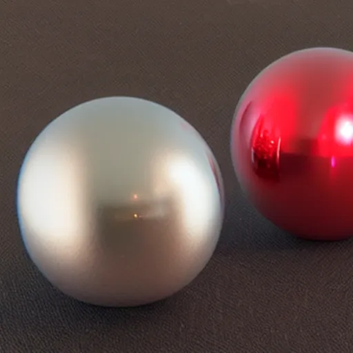 Prompt: chrome spheres on a red cube, 3d printed