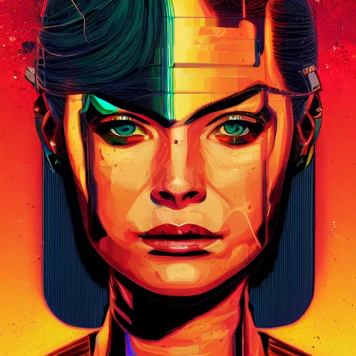 Image similar to a portrait of a female android, by Dan Mumford and Sandra Chevrier, 4k