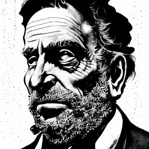 Prompt: steampunk distopic dark style portrait of charles bukowski