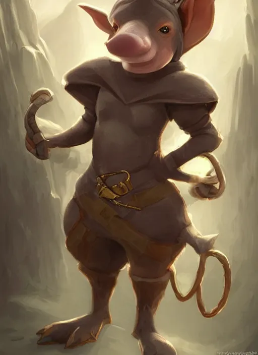 Image similar to cute little anthropomorphic aardvark thief wearing Atiel's veil, tiny, small, miniature animal, baby animal, short, pale black armor, cute and adorable, pretty, beautiful, DnD character art portrait, matte fantasy painting, DeviantArt Artstation, by Jason Felix by Steve Argyle by Tyler Jacobson by Peter Mohrbacher, cinematic lighting
