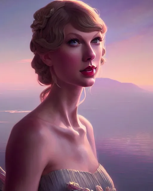 Prompt: portrait of taylor swift as an elegant renaissance goddess, in gta v, stephen bliss, unreal engine, by greg rutkowski, loish, rhads, makoto shinkai and lois van baarle, ilya kuvshinov, rossdraws, global illumination, radiant light, detailed and intricate environment, pastel