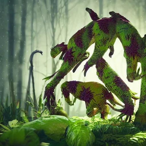 Creatures And Colorfull Plants,cinematic 