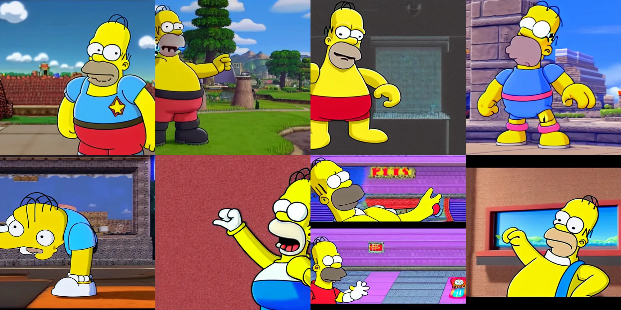 Prompt: Screenshot of Homer Simpson in Super Smash Bros. Ultimate for Nintendo Switch