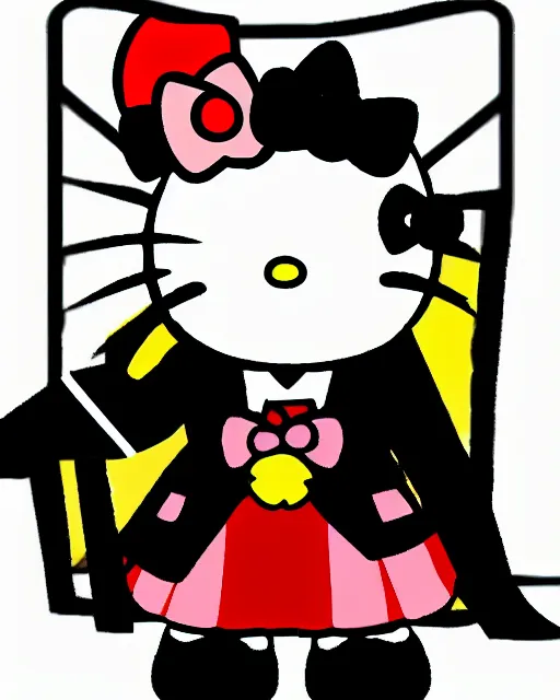Prompt: hello kitty dressed as an angry judge