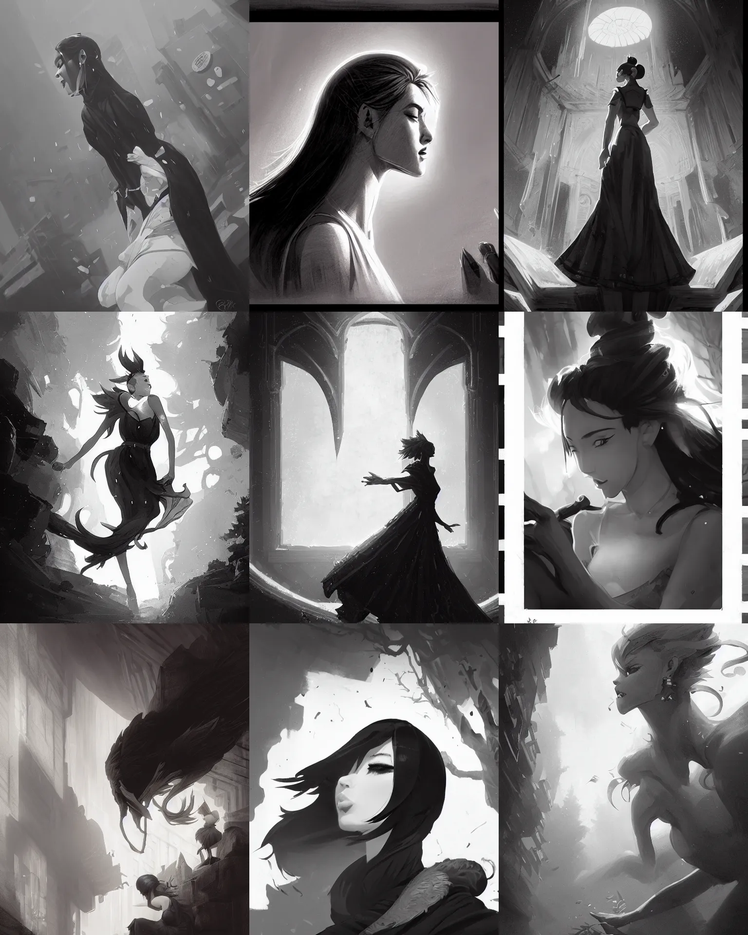 Prompt: Ristaccia as a stageshow, magnificent, medium shot, black and white, close up, details, sharp focus, elegant, highly detailed, illustration, by Jordan Grimmer and greg rutkowski and PiNe(パイネ) and 薯子Imoko and 香川悠作 and wlop and maya takamura, intricate, beautiful, Trending artstation, pixiv, digital Art