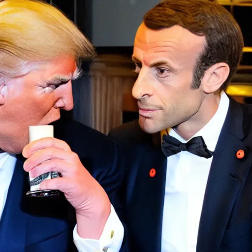 Image similar to Donald Trump drinking a pastis with Emmanuel Macron