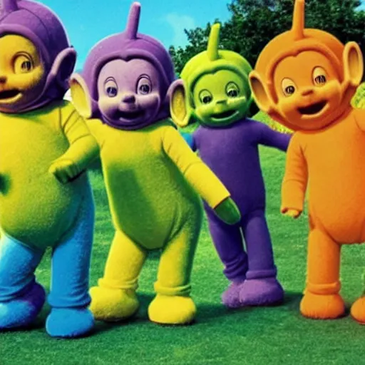 Image similar to Teletubbies with the face of sonic acidwave