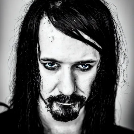 Image similar to a portrait photograph of a lead singer of german metal band, 2 4 year - old. portrait canon 8 5 mm f 1. 2 photograph head and shoulders portrait