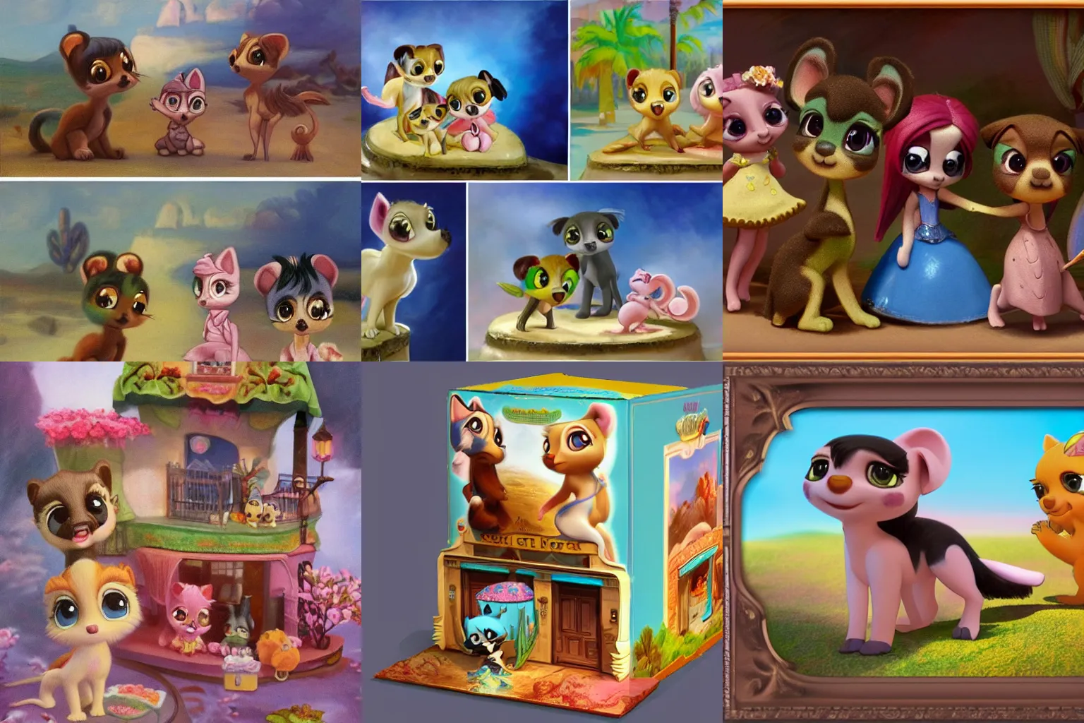 Prompt: 3d Littlest Pet Shop desert, master painter and art style of Noel Coypel, art of Émile Eisman-Semenowsky, art of Édouard Bisson