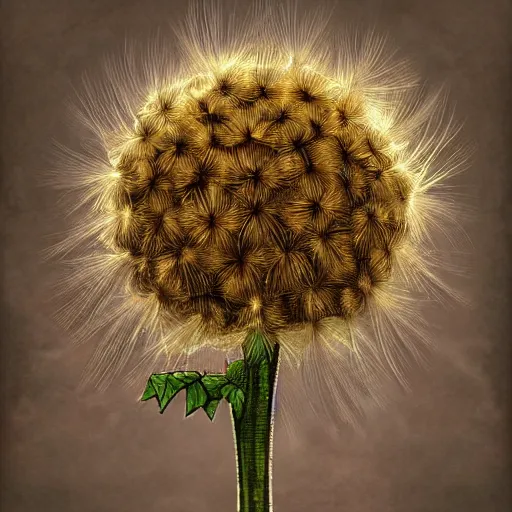 Image similar to A humanoid dandelion monster, highly detailed, digital art, sharp focus, trending on art station, plant, anime art style