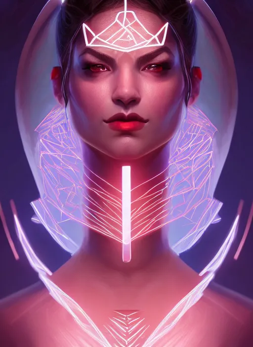 Image similar to symmetry!! portrait!! of a female character fury, fantasy, tech style, glowing lights!! intricate, elegant, highly detailed, digital painting, artstation, concept art, smooth, sharp focus, illustration, art by jesse carpenter and grace liu and baldi konijn