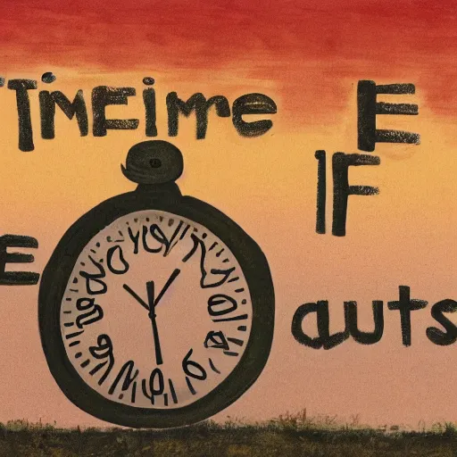 Prompt: time is running out, absurdist art