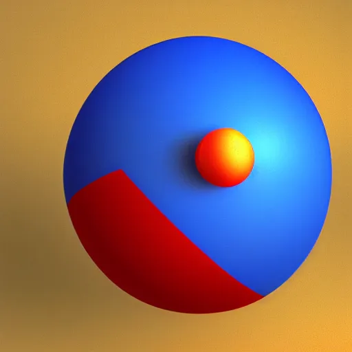 Image similar to a blue sphere on top of a red cube, 3d rendering, blender