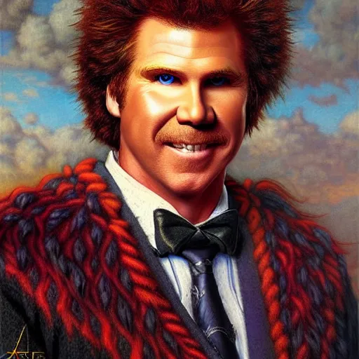 Prompt: will ferrell as a wizard, highly detailed painting by gaston bussiere, 8 k