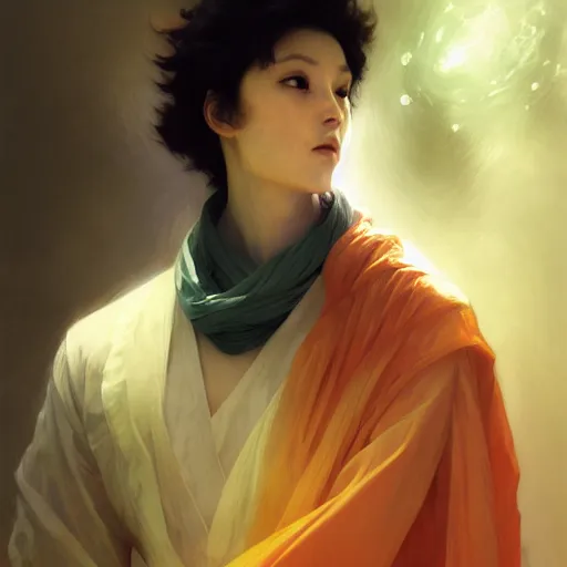 Image similar to A man drinking a cup of cosmic energy bright light, illustration by Ruan Jia and Mandy Jurgens and William-Adolphe Bouguereau, Artgerm, 4k, digital art, surreal, anime style, space dandy style, highly detailed, godsend, artstation, digital painting, concept art, smooth, sharp focus, illustration by Ruan Jia and Mandy Jurgens and William-Adolphe Bouguereau, Artgerm